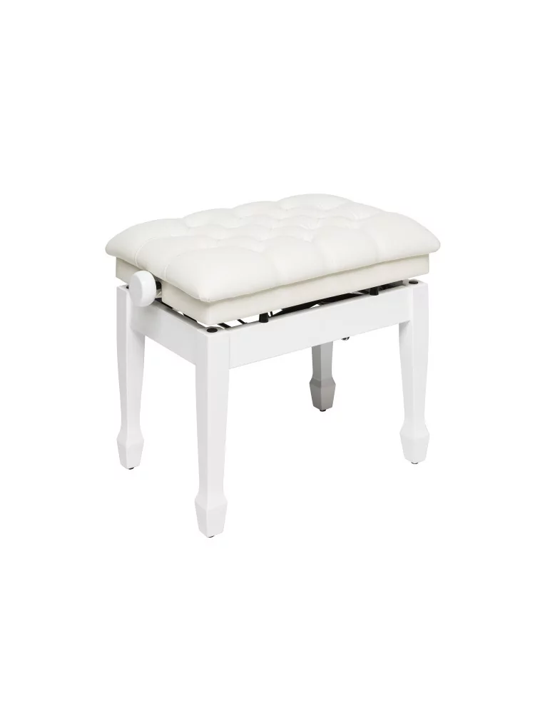  STAGG PBH 850 WHP SWH Highgloss white concert hydraulic piano bench with fireproof white vinyl top|MusicGoodDeal 