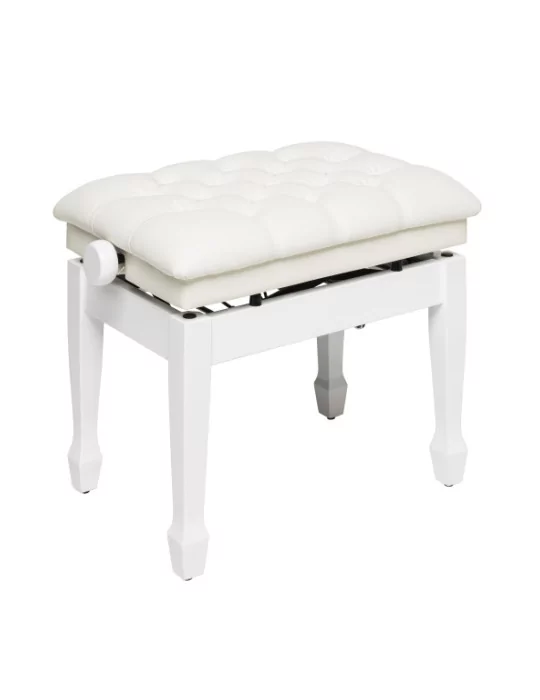  STAGG PBH 850 WHP SWH Highgloss white concert hydraulic piano bench with fireproof white vinyl top|MusicGoodDeal 