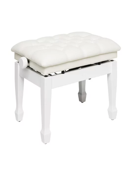  STAGG PBH 850 WHP SWH Highgloss white concert hydraulic piano bench with fireproof white vinyl top|MusicGoodDeal 