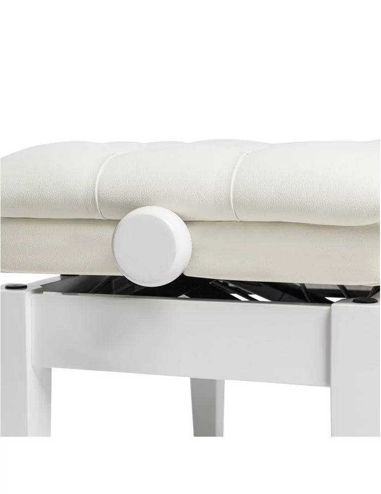 STAGG PBH 850 WHP SWH Highgloss white concert hydraulic piano bench with fireproof white vinyl top|MusicGoodDeal 