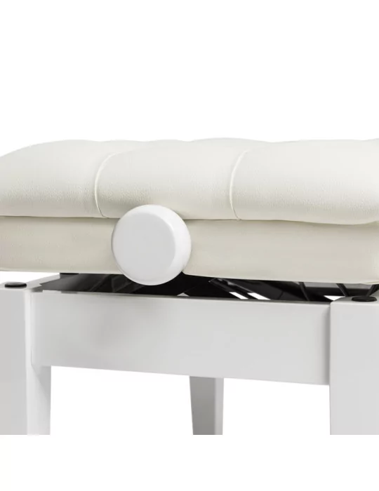  STAGG PBH 850 WHP SWH Highgloss white concert hydraulic piano bench with fireproof white vinyl top|MusicGoodDeal 
