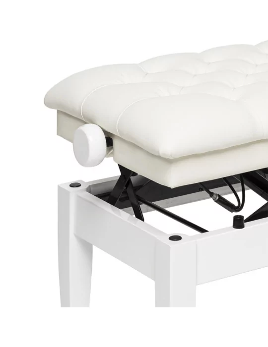  STAGG PBH 850 WHP SWH Highgloss white concert hydraulic piano bench with fireproof white vinyl top|MusicGoodDeal 