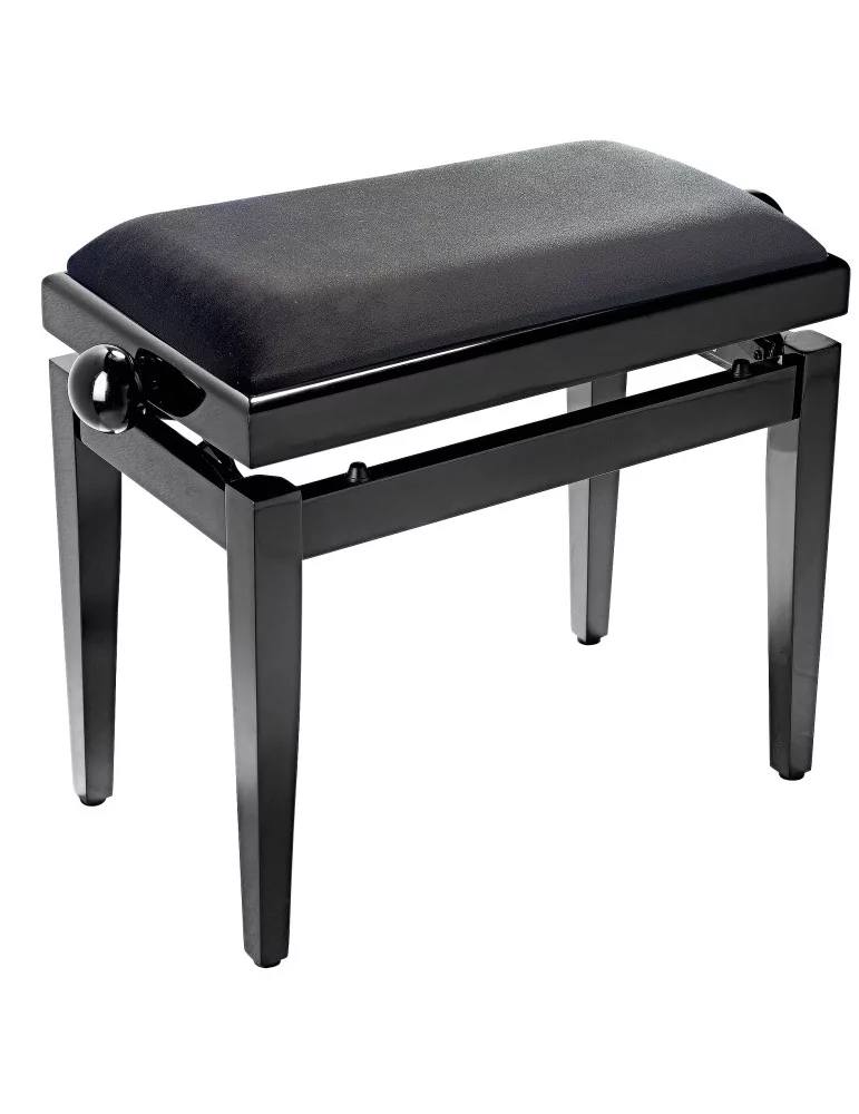  STAGG PB05 BKP SVBK Highgloss black piano bench with black smooth velvet top|MusicGoodDeal 