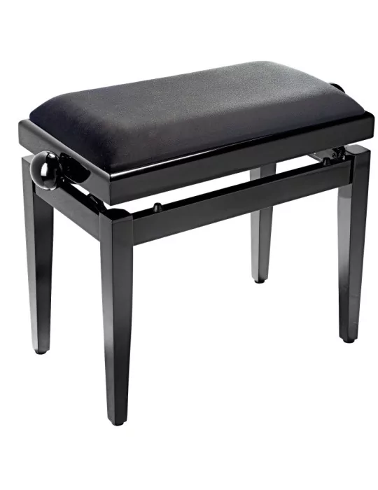  STAGG PB05 BKP SVBK Highgloss black piano bench with black smooth velvet top|MusicGoodDeal 