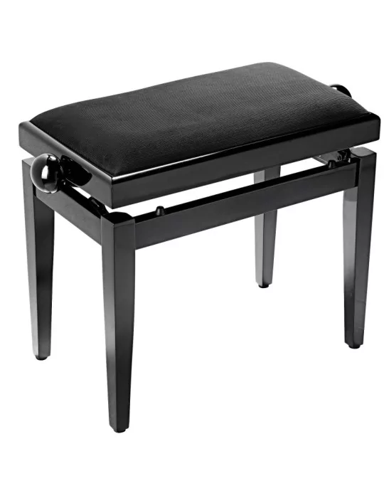  STAGG PB05 BKP VBK Highgloss black piano bench with black velvet top|MusicGoodDeal 