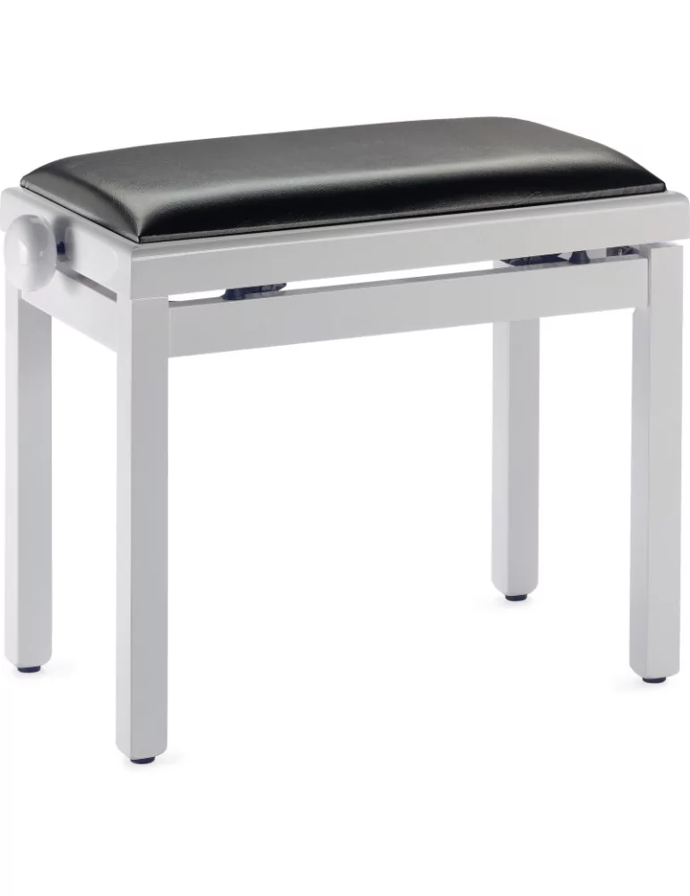  STAGG PB39 WHP SBK Banco de piano, color blanco brillante, con bola de skai negra|MusicGoodDeal 