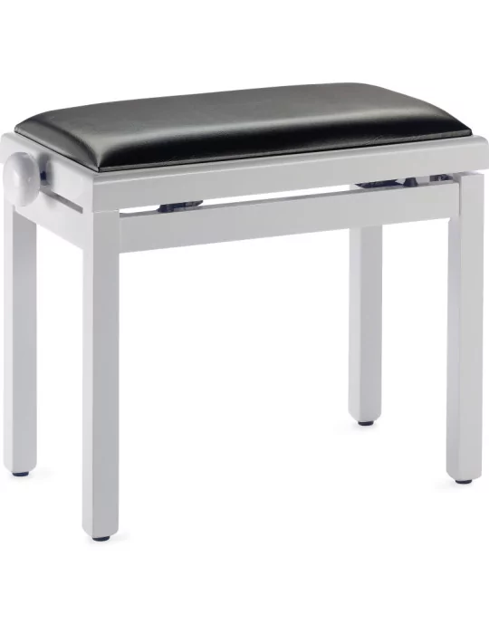  STAGG PB39 WHP SBK Banco de piano, color blanco brillante, con bola de skai negra|MusicGoodDeal 