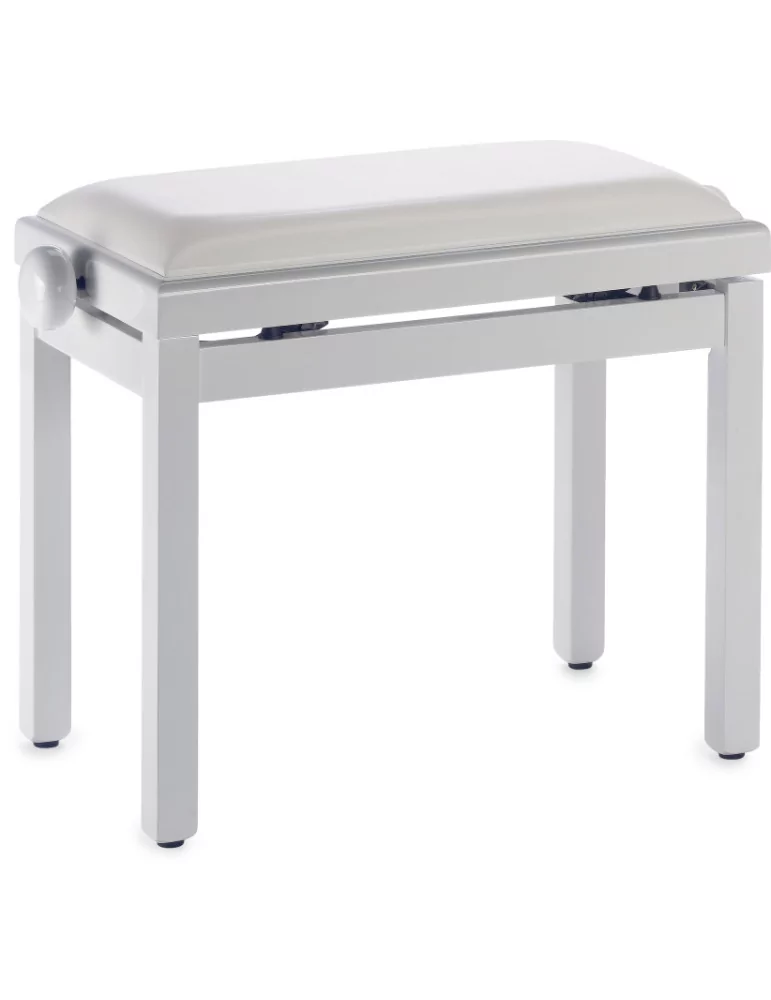  STAGG PB39 WHP SWH Banco de piano, color blanco brillante, con bola de skai blanca|MusicGoodDeal 