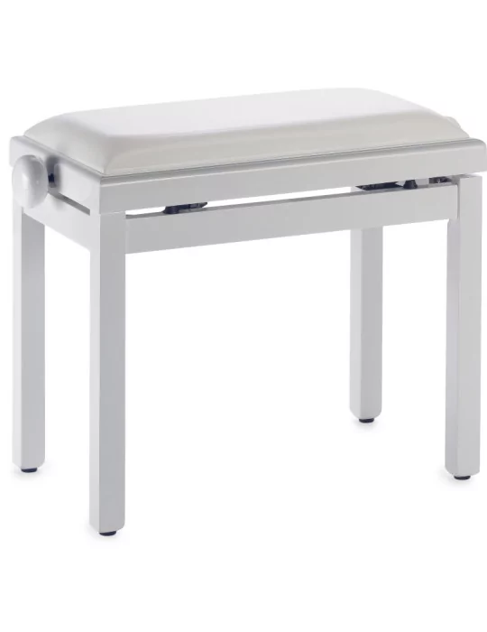  STAGG PB39 WHP SWH Banco de piano, color blanco brillante, con bola de skai blanca|MusicGoodDeal 