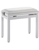  STAGG PB39 WHP SWH Banco de piano, color blanco brillante, con bola de skai blanca|MusicGoodDeal 