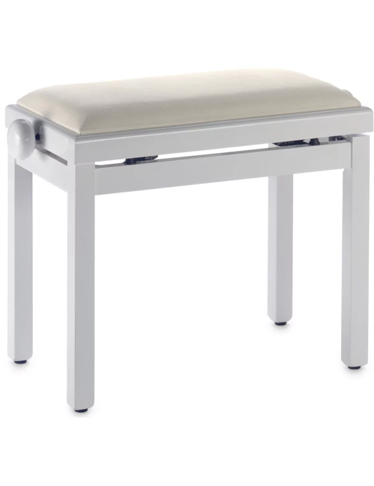  STAGG PB39 WHP VBE Banco de piano, color blanco brillante, con almohadilla de terciopelo beige|MusicGoodDeal 