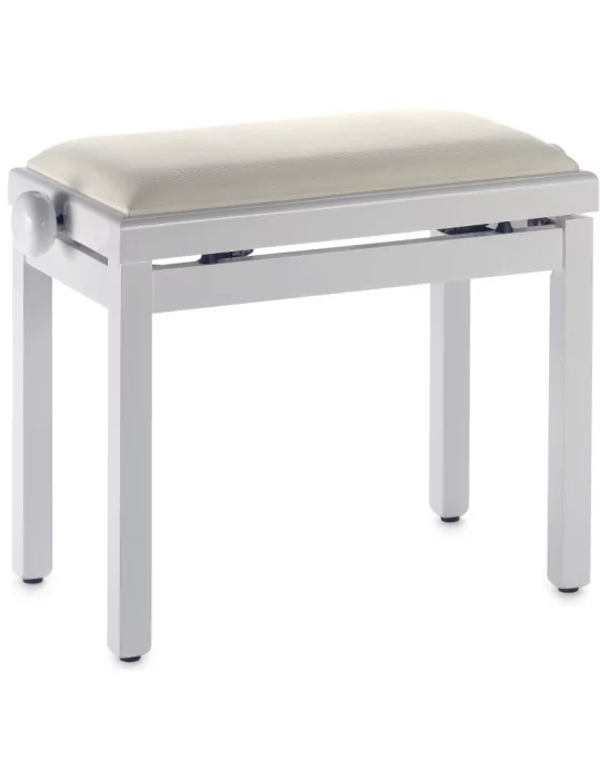  STAGG PB39 WHP VBE Banco de piano, color blanco brillante, con almohadilla de terciopelo beige|MusicGoodDeal 
