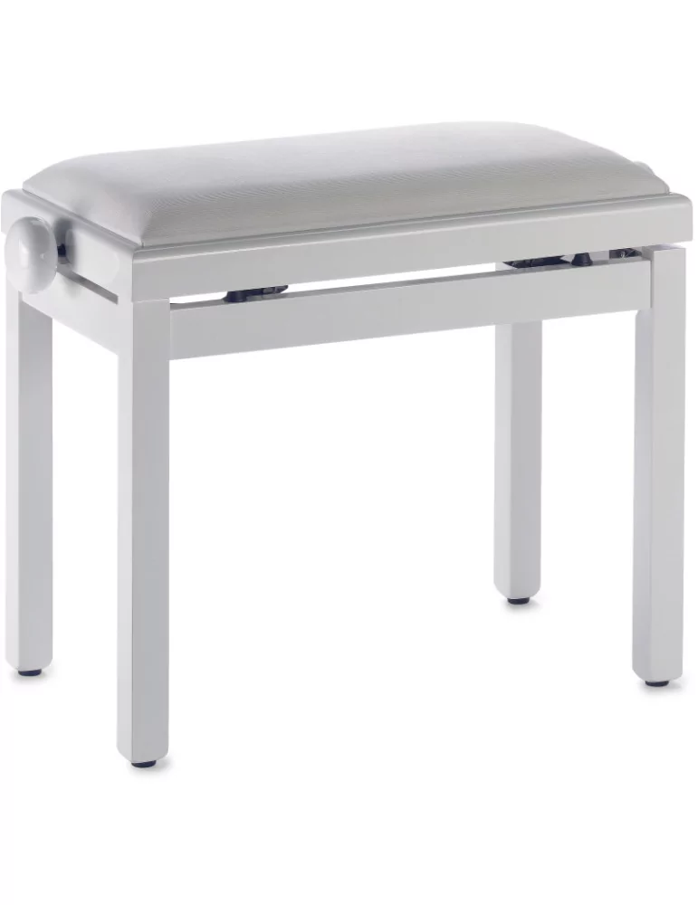  STAGG PB39 WHP VWH Banco de piano, color blanco brillante, con almohadilla de terciopelo blanco|MusicGoodDeal 