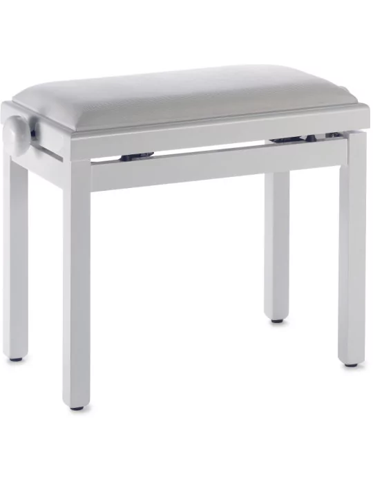  STAGG PB39 WHP VWH Banco de piano, color blanco brillante, con almohadilla de terciopelo blanco|MusicGoodDeal 