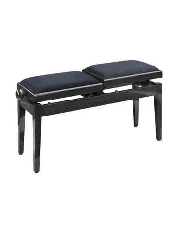  STAGG PB245 BKP VBK Doppel-Klavierbank. Schwarz Hochglanz Samtbezug feuerfest Schwarz|MusicGoodDeal 