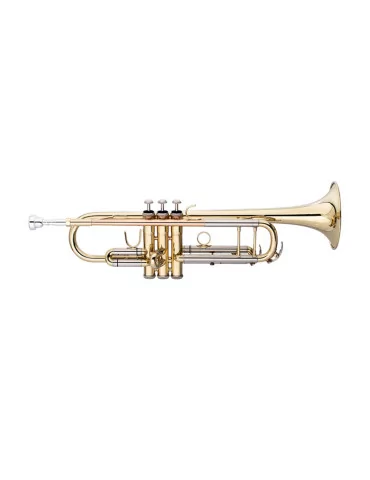  STAGG LV-TR5205 Bb trumpet, ML-bore, leadpipe in gold brass, with soft case|MusicGoodDeal  2