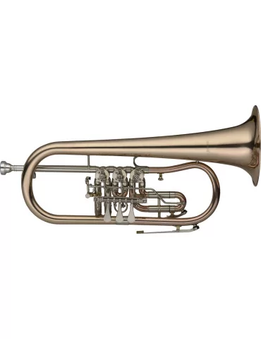  STAGG LV-FH6655 Bb Rotary Flugelhorn, Gold brass, w/Trigger|MusicGoodDeal 