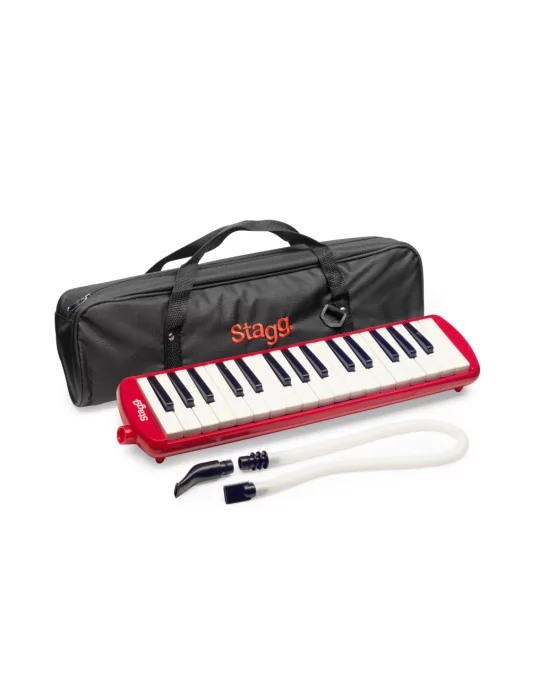  STAGG MELOSTA32 RD Red plastic melodica with 32 keys and black and red bag|MusicGoodDeal 