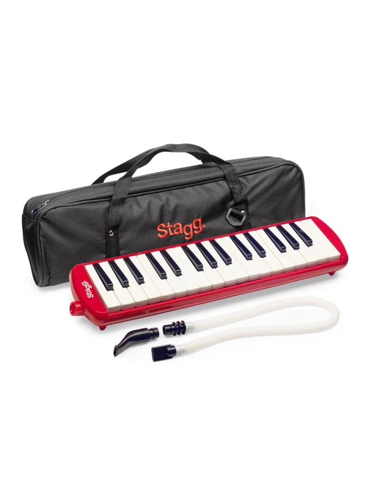  STAGG MELOSTA32 RD Red plastic melodica with 32 keys and black and red bag|MusicGoodDeal 