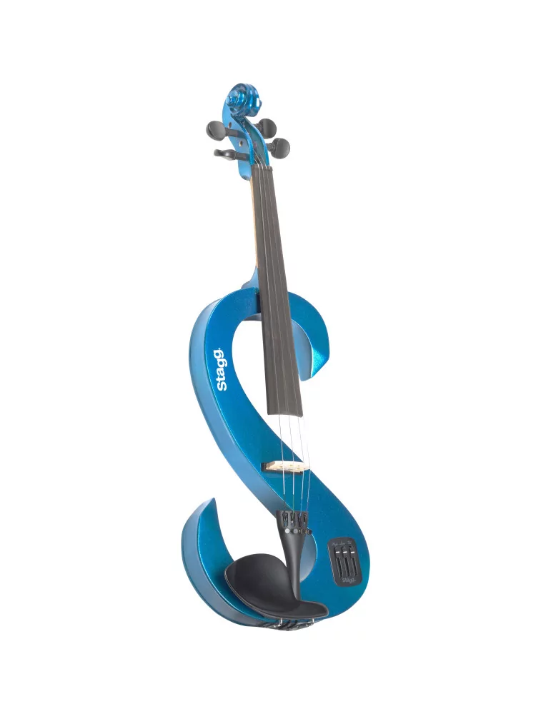  STAGG EVN 4/4 MBL Paquete de violín eléctrico 4/4 con violín eléctrico en forma de S azul metálico, estuche y auriculares|Music
