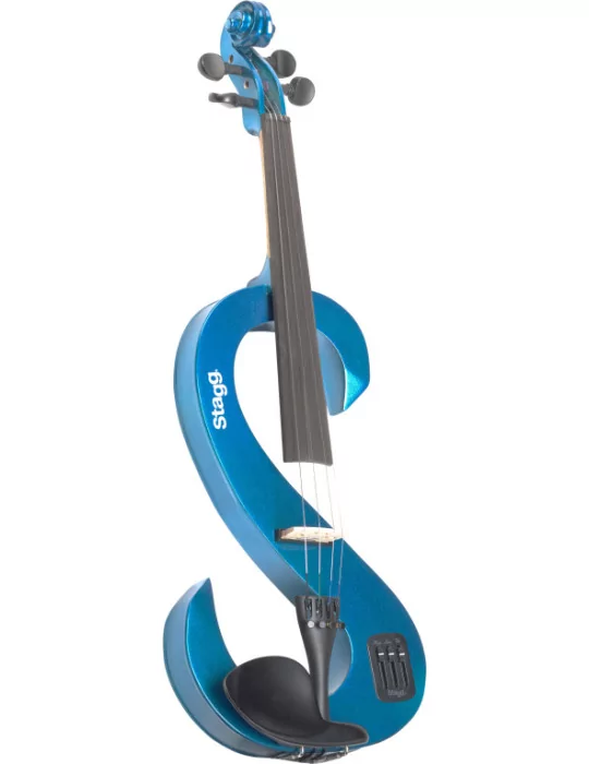  STAGG EVN 4/4 MBL Paquete de violín eléctrico 4/4 con violín eléctrico en forma de S azul metálico, estuche y auriculares|Music