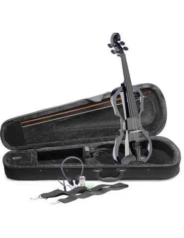  STAGG EVN X-4/4 BK 4/4 electric violin set with black electric violin, soft case and headphones|MusicGoodDeal 