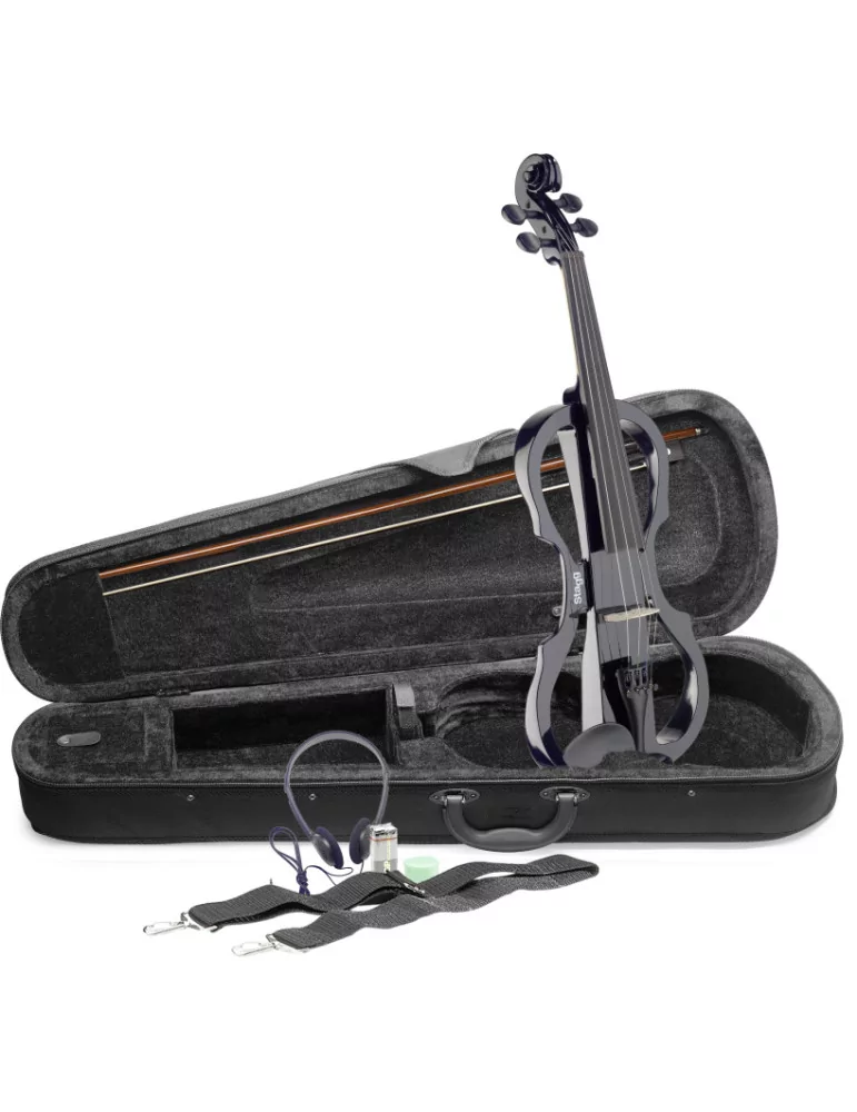  STAGG EVN X-4/4 BK Pack de violín eléctrico 4/4 con violín eléctrico negro, estuche semirrígido y auriculares|MusicGoodDeal 