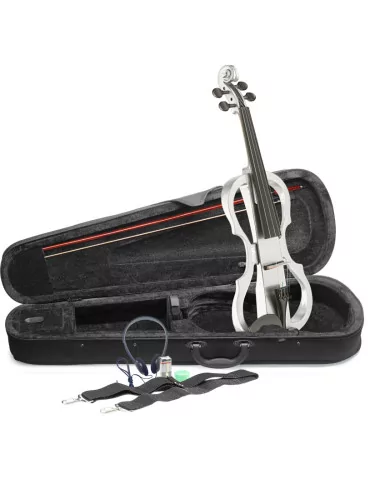  STAGG EVN X-4/4 WH 4/4 electric violin set with white electric violin, soft case and headphones|MusicGoodDeal 