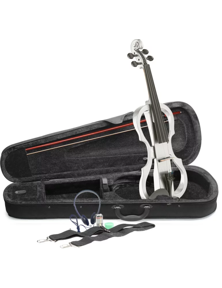  STAGG EVN X-4/4 WH Pack de violín eléctrico 4/4 con violín eléctrico blanco, estuche semirrígido y auriculares|MusicGoodDeal 