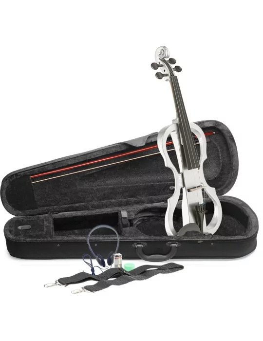  STAGG EVN X-4/4 WH Pack de violín eléctrico 4/4 con violín eléctrico blanco, estuche semirrígido y auriculares|MusicGoodDeal 
