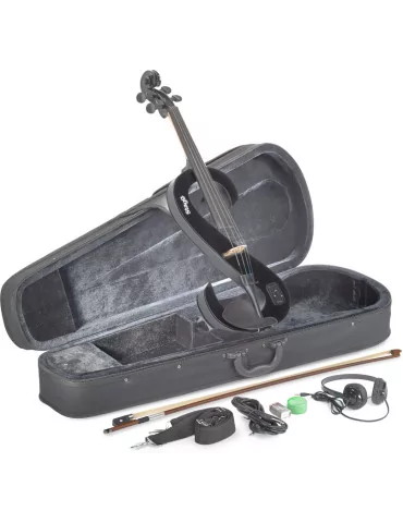  STAGG EVA 4/4 BK 4/4 electric viola set with S-shaped black electric viola, soft case and headphones|MusicGoodDeal 