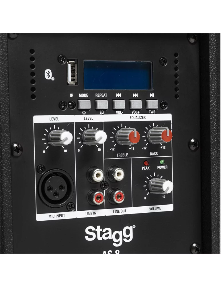  STAGG AS8 EU 8" 2-way active speaker, class D, Bluetooth TWS Stereo pairing, 125 watts rated power|MusicGoodDeal 