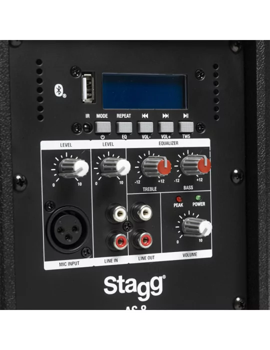  STAGG AS8 EU 8" 2-way active speaker, class D, Bluetooth TWS Stereo pairing, 125 watts rated power|MusicGoodDeal 
