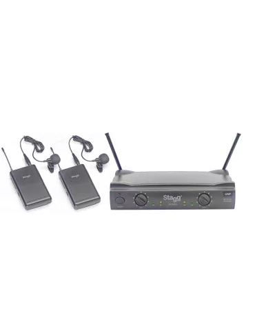  STAGG SUW 50 LL FH EU UHF true diversity 2-channel lapel microphone wireless system|MusicGoodDeal 