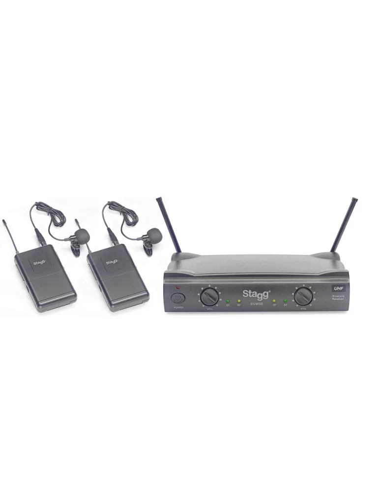  STAGG SUW 50 LL EG EU UHF true diversity 2-channel lapel microphone wireless system|MusicGoodDeal 
