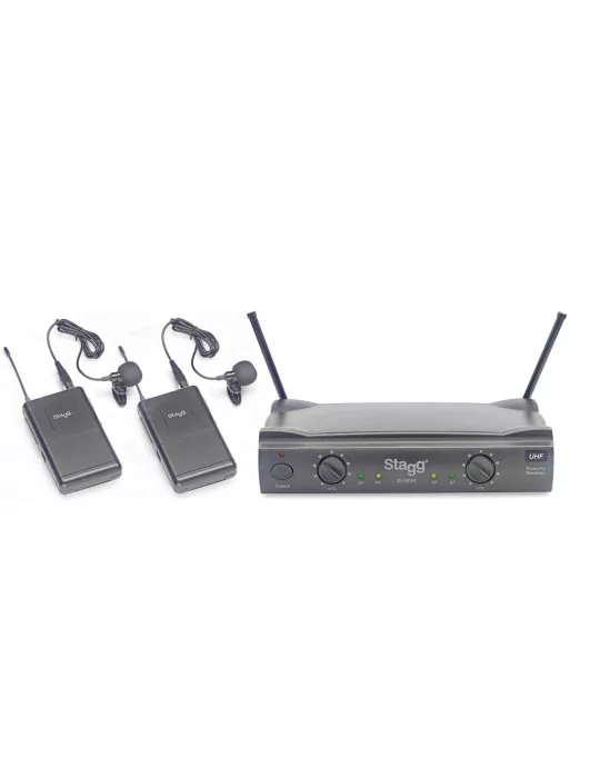  STAGG SUW 50 LL EG EU UHF true diversity 2-channel lapel microphone wireless system|MusicGoodDeal 