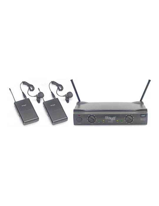  STAGG SUW 50 LL EG EU UHF true diversity 2-channel lapel microphone wireless system|MusicGoodDeal 