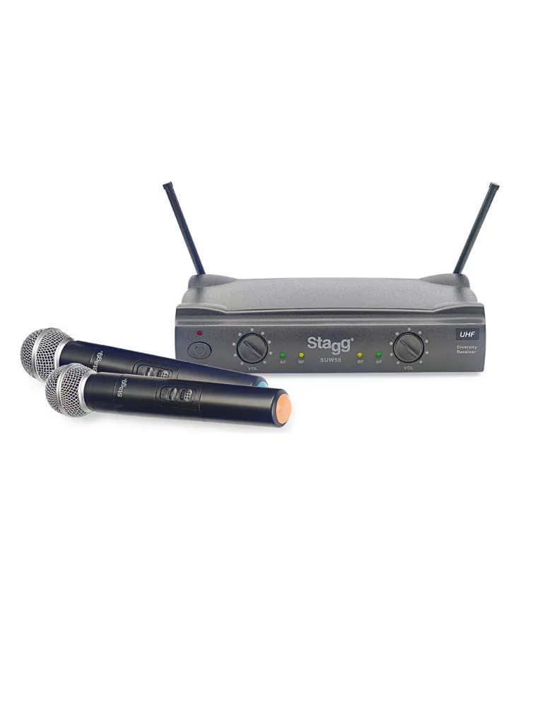  STAGG SUW 50 MM EG EU UHF true diversity 2-channel handheld microphone wireless system|MusicGoodDeal 