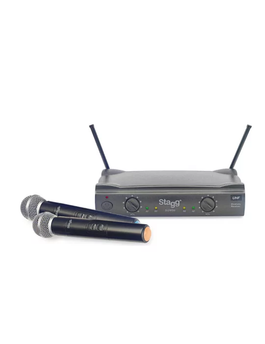 STAGG SUW 50 MM FH EU Sistema de micrófono de mano inalámbrico True Diversity UHF de 2 canales|MusicGoodDeal 