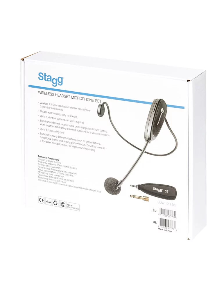  STAGG SUW 12H-BK 2.4 GHZ wireless headset microphone set (with transmitter and receiver)|MusicGoodDeal 
