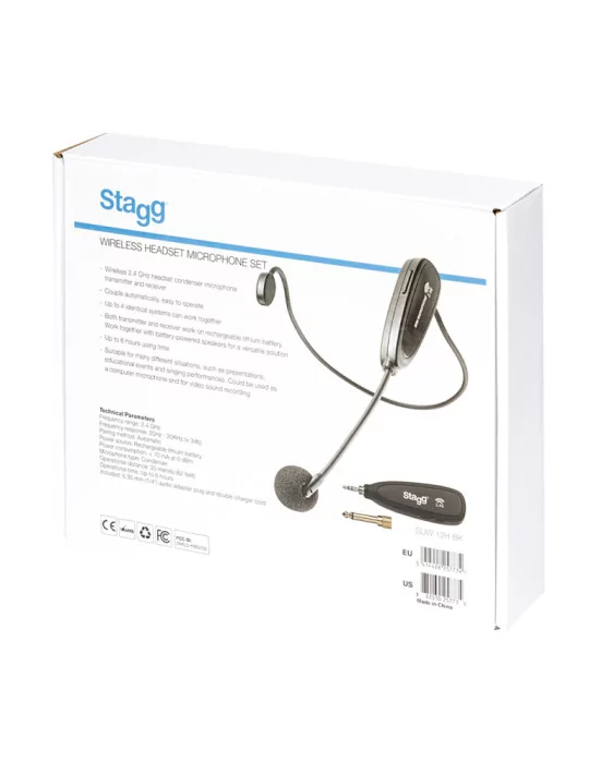  STAGG SUW 12H-BK 2.4 GHZ wireless headset microphone set (with transmitter and receiver)|MusicGoodDeal 
