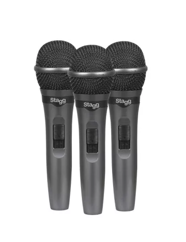  STAGG SDMP15-3 Conjunto de 3 micrófonos cardioides dinámicos para actuaciones en directo|MusicGoodDeal 