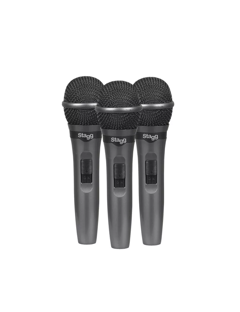  STAGG SDMP15-3 Conjunto de 3 micrófonos cardioides dinámicos para actuaciones en directo|MusicGoodDeal 