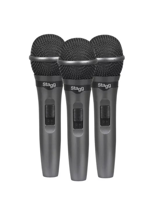  STAGG SDMP15-3 Conjunto de 3 micrófonos cardioides dinámicos para actuaciones en directo|MusicGoodDeal 