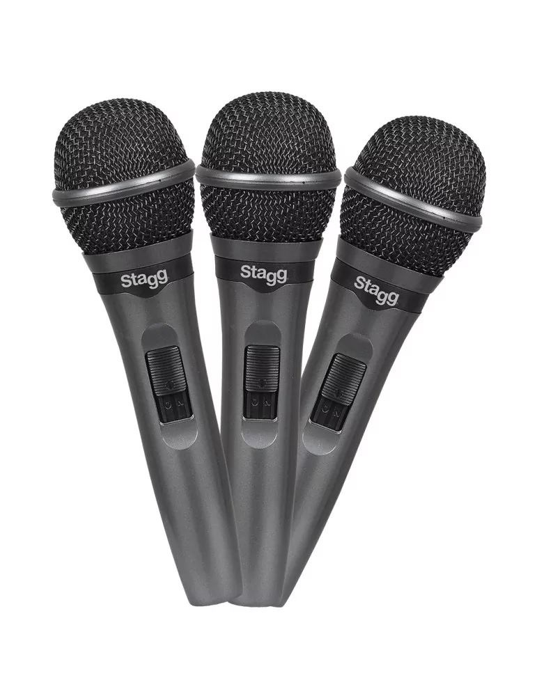  STAGG SDMP15-3 Conjunto de 3 micrófonos cardioides dinámicos para actuaciones en directo|MusicGoodDeal 