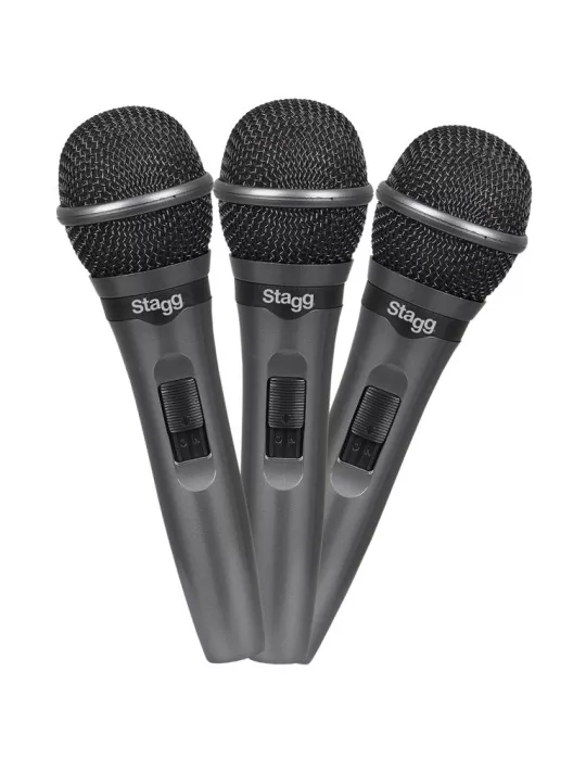  STAGG SDMP15-3 Conjunto de 3 micrófonos cardioides dinámicos para actuaciones en directo|MusicGoodDeal 