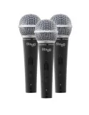  STAGG SDM50-3 Conjunto de 3 micrófonos cardioides dinámicos, modelo profesional, celda DC 78|MusicGoodDeal 