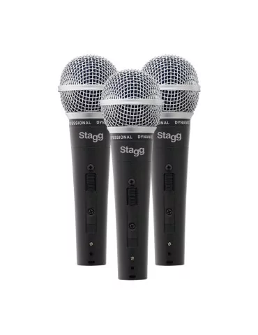  STAGG SDM50-3 Conjunto de 3 micrófonos cardioides dinámicos, modelo profesional, celda DC 78|MusicGoodDeal  2