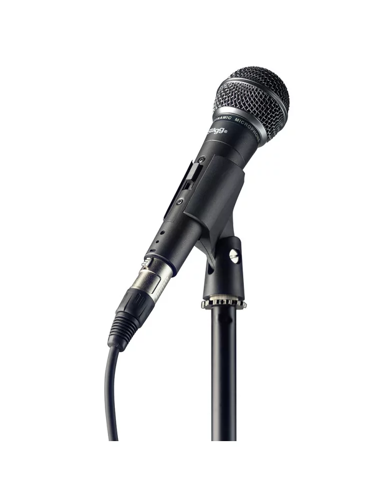  STAGG SDM50 SET Kit con micrófono cardioide dinámico, soporte de micrófono, cable XLR / XLR, abrazadera y bolsa|MusicGoodDeal 