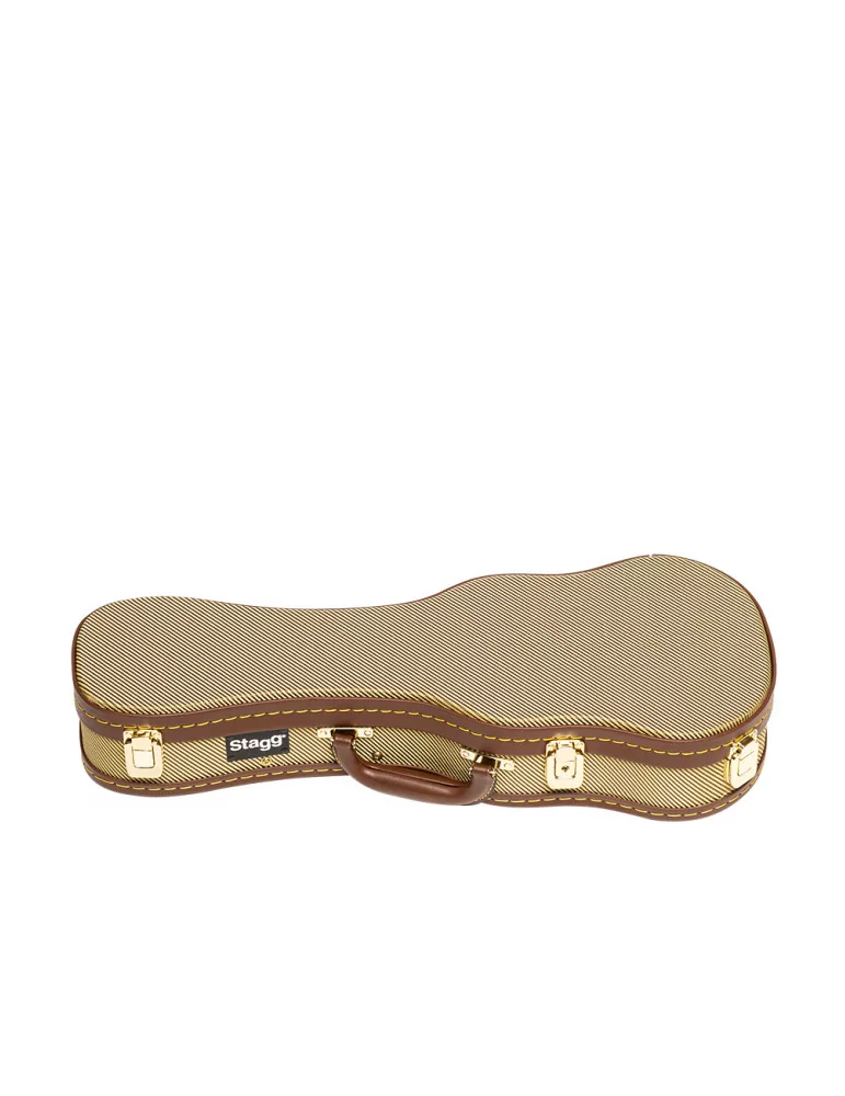  STAGG GCX-UKS GD Vintage-Style Serie Gold Tweed Deluxe Hartschalenkoffer für Sopran Ukulele|MusicGoodDeal 